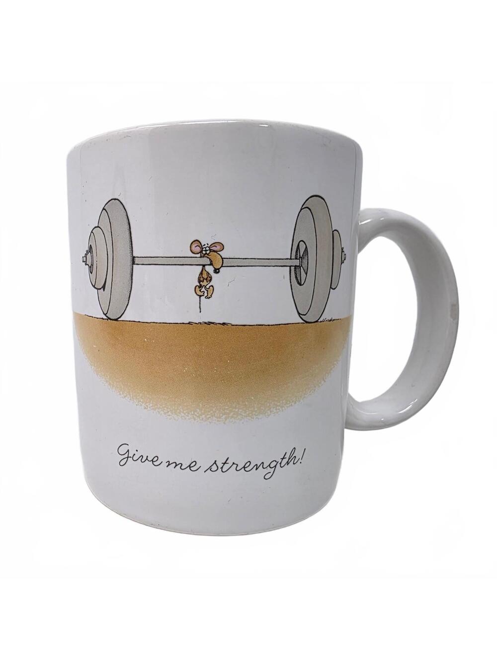 Vintage Hallmark Give Me Strength Mouse Weightlifting Coffee Mug Taiwan